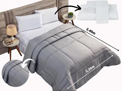 Imagem de Kit Edredom Casal Queen 400 Fios + Lençol Com Fronhas Toque acetinado