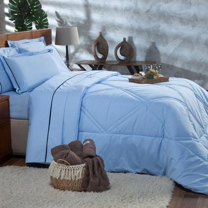 Imagem de Kit Edredom Cobertor CASAL PADRÃO 03 Peças Milano Dupla Face Liso Tecido Percal Algodão 200 Fios