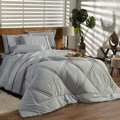 Imagem de Kit Edredom Cobertor CASAL PADRÃO 03 Peças Milano Dupla Face Liso Tecido Percal Algodão 200 Fios