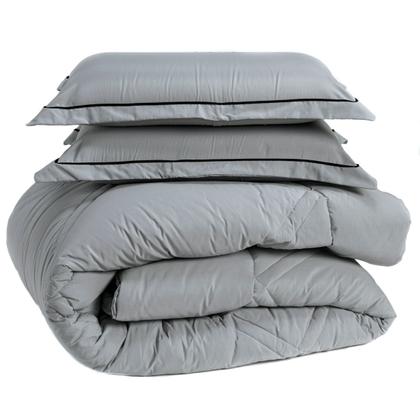 Imagem de Kit Edredom Cobertor CASAL PADRÃO 03 Peças Milano Dupla Face Liso Tecido Percal Algodão 200 Fios