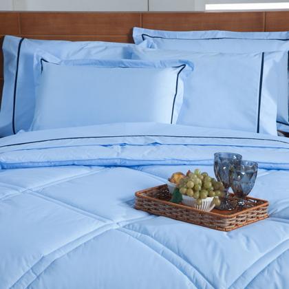 Imagem de Kit Edredom Cobertor QUEEN 03 Peças Milano Liso Dupla Face Percal Algodão 200 Fios com Fronhas