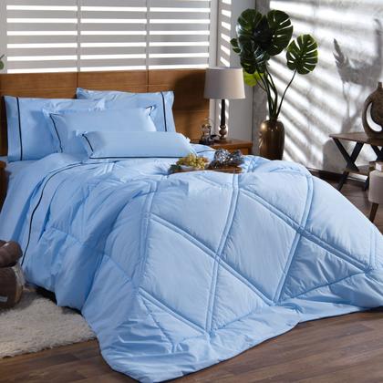 Imagem de Kit Edredom Cobertor QUEEN 03 Peças Milano Liso Dupla Face Percal Algodão 200 Fios com Fronhas