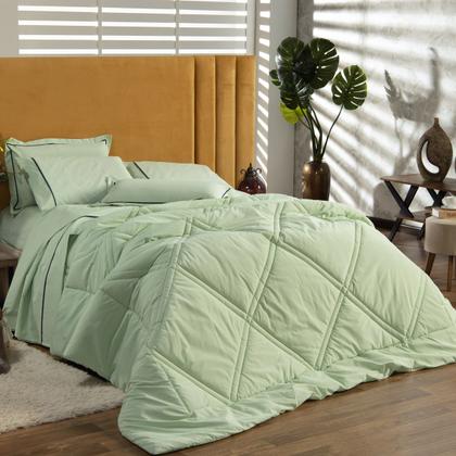 Imagem de Kit Edredom Cobertor QUEEN 03 Peças Milano Liso Dupla Face Percal Algodão 200 Fios com Fronhas