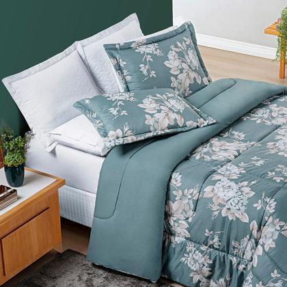 Imagem de Kit Edredom Com 2 Porta Travesseiros Estampados Cama Queen
