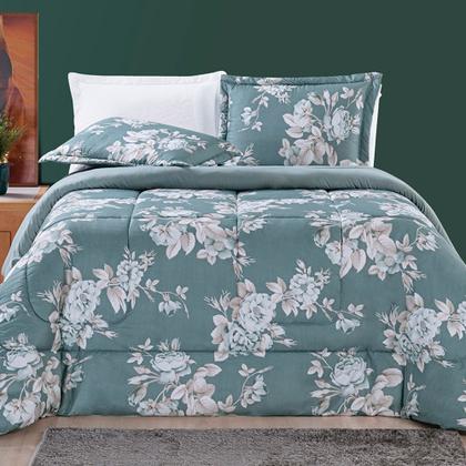 Imagem de Kit Edredom Com 2 Porta Travesseiros Estampados Cama Queen