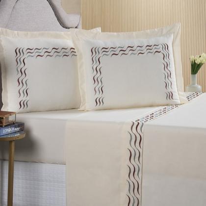 Imagem de Kit Edredom com Jogo de Lençol Queen  07 Peças Algodão 180 Fios Viena