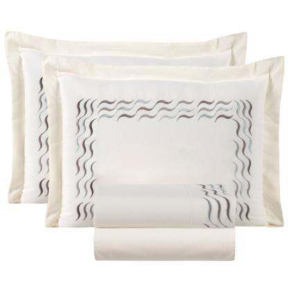 Imagem de Kit Edredom com Jogo de Lençol Queen  07 Peças Algodão 180 Fios Viena