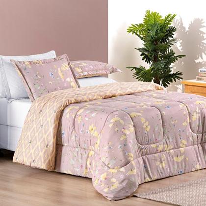Imagem de Kit Edredom Dupla Face 2,40m x 2,20m Bouti 03 Peças - Lavanda