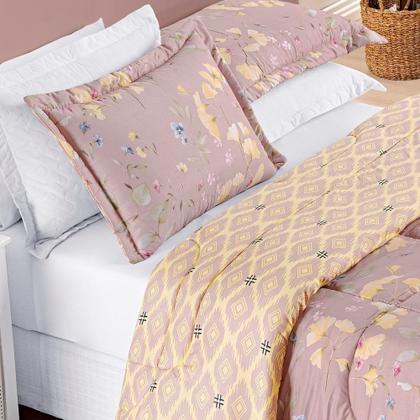 Imagem de Kit Edredom Dupla Face 2,40m x 2,20m Bouti 03 Peças - Lavanda