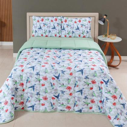 Imagem de Kit Edredom Estampado 03 Pçs Malha 100% Algodão Dupla Face Lençol Completo