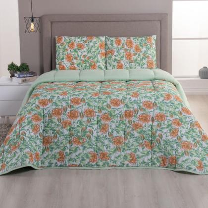 Imagem de Kit Edredom Estampado 03 Pçs Malha 100% Algodão Dupla Face Lençol Completo