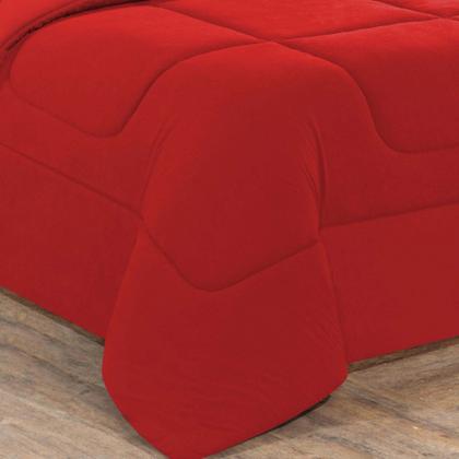 Imagem de Kit Edredom + Jogo De Lençol Malha 100% Algodão Gran Moratta 5 Peças Solteiro - Vermelho/Vermelho