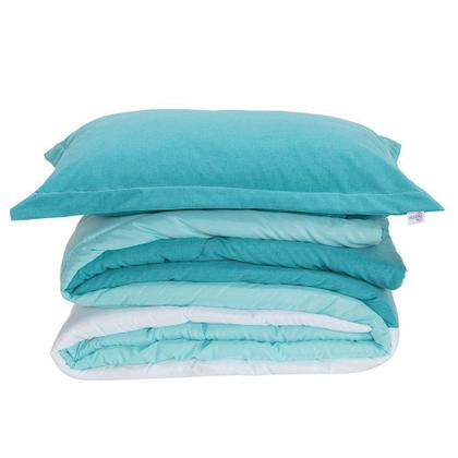 Imagem de Kit Edredom Linho Colorful Solteiro 4 Peças 100% Poliéster - Verde