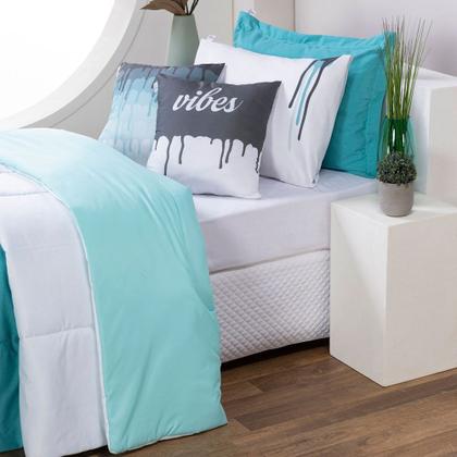 Imagem de Kit Edredom Linho Colorful Solteiro 4 Peças 100% Poliéster - Verde