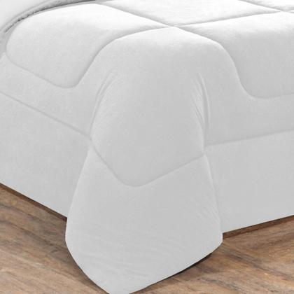 Imagem de Kit Edredom Malha 100% Algodão Gran Moratta 2 Peças Solteiro - Branco/Branco