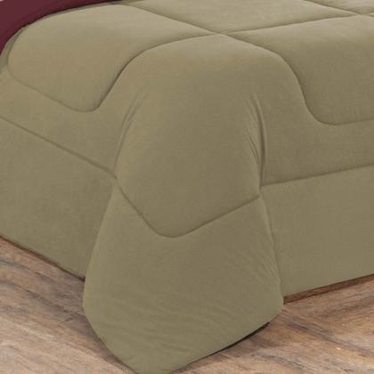 Imagem de Kit Edredom Malha 100% Algodão Gran Moratta 3 Peças Casal - Avelã/Vinho