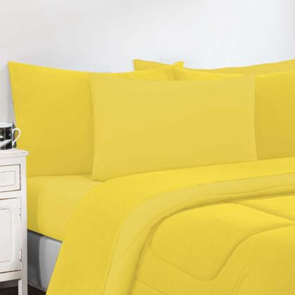 Imagem de Kit Edredom Malha 100% Algodão Gran Moratta 3 Peças Queen - Amarelo/Amarelo