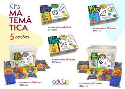 Imagem de Kit Educativo Edulig Matemática Geometria, Frações e Simetria - 30 alunos - 12 atividades - Manual  - 1.051 peças e conexões - crie novas atividades