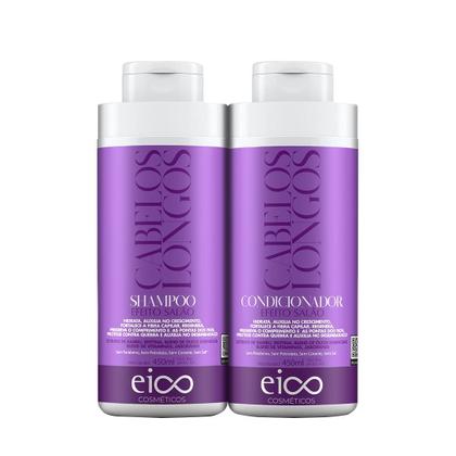 Imagem de Kit Eico Cabelos Longos Shampoo Sem Sal e Condicionador Leave-in 450ml + Máscara Tratamento Creme Hidratação 1kg Fortalecimento Crescimento Capilar