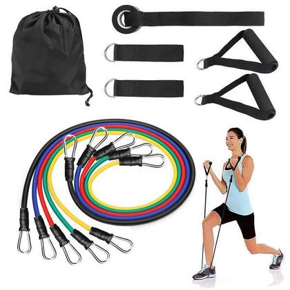 Imagem de Kit Elástico 11 Peças Tubing Treino Exercício Extensor