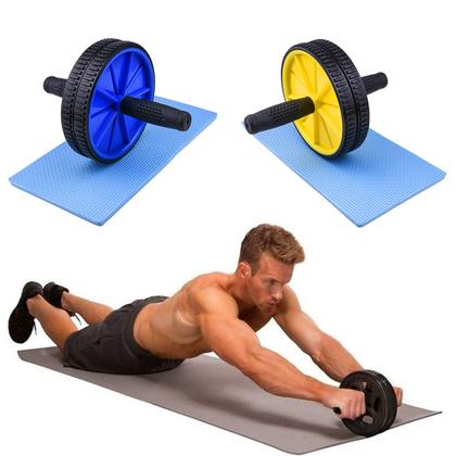 Imagem de Kit Elástico de Tensão Extensor Cross Tube + Roda Abdominal Exercícios Lombar Treino Exercícios