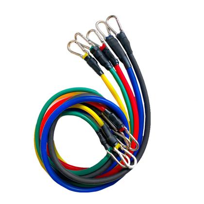 Imagem de Kit Elástico Extensor 11 Itens Treino em casa Academia Yoga Pilates Funcional Fisioterapia Alongamento