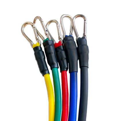 Imagem de Kit Elástico Extensor 11 Itens Treino em casa Academia Yoga Pilates Funcional Fisioterapia Alongamento