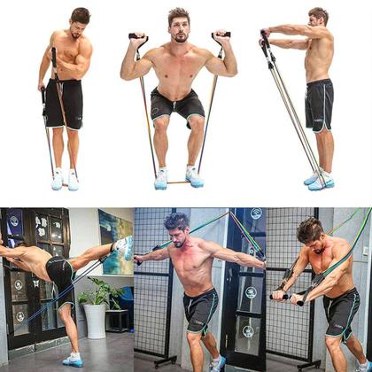Imagem de Kit Elástico Extensor 11 Itens Treino Intenso Funcional Musculação Power Tube Resistance