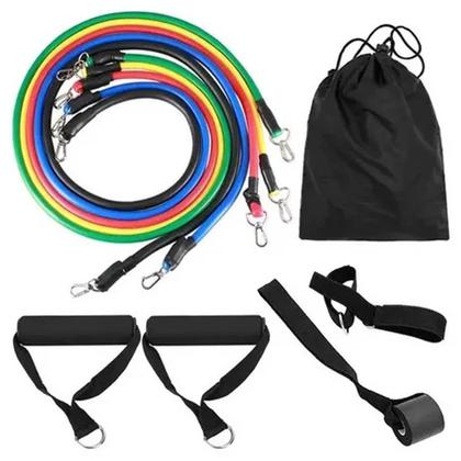 Imagem de Kit Elástico Extensor 11 Peças Exercício Funcional Tubing