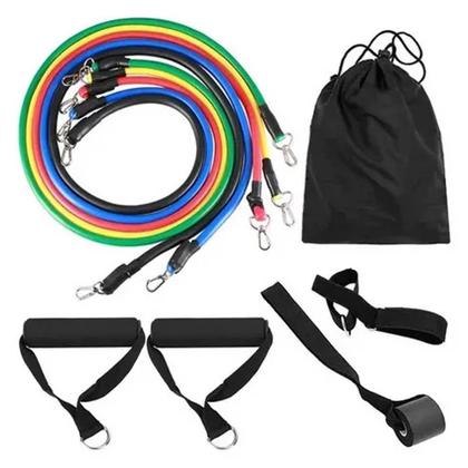 Imagem de Kit Elástico Extensor 11 Peças Exercício Funcional Tubing