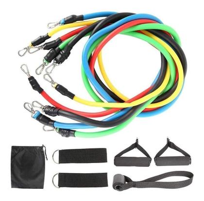 Imagem de Kit Elástico Extensor 11 Peças Funcional Musculação Fitn