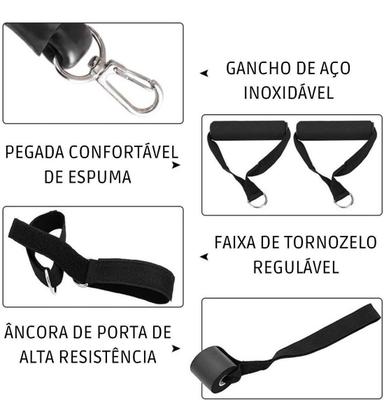 Imagem de Kit Elástico Extensor 11 Peças Funcional Musculação Fitn