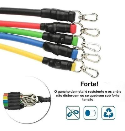 Imagem de Kit Elástico Extensor 11 Peças Funcional Musculação Fitn