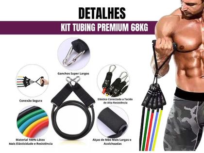 Imagem de Kit Elástico Extensor Tubing Premium Bravus Sport