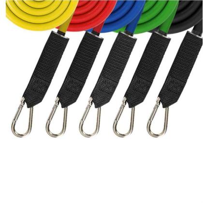 Imagem de Kit Elásticos Extensores 11 Peças, Musculação Yoga Pilates