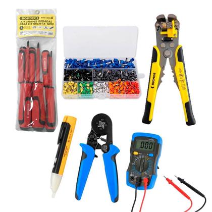 Imagem de Kit Eletricista Completo Conjunto Profissional Alicate Terminal Conectores Exbom/Bomder