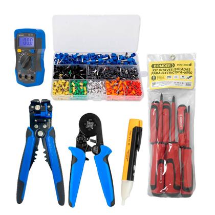Imagem de Kit Eletricista Completo Conjunto Profissional Alicate Terminal Conectores