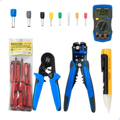 Imagem de Kit Eletricista Profissional Completo Alicate Terminais