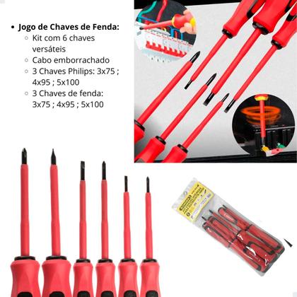 Imagem de Kit Eletricista Profissional Completo Alicate Terminais