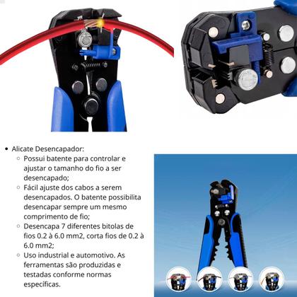 Imagem de Kit Eletricista Profissional Completo Alicate Terminais