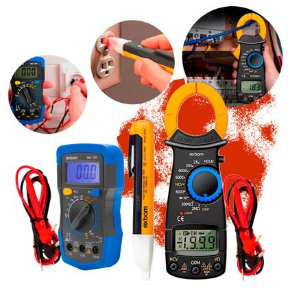 Imagem de Kit Eletricista Profissional Completo Peças com  Lupa Led