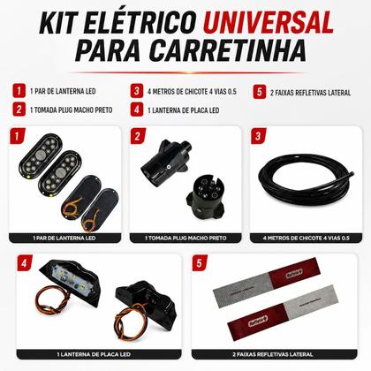 Imagem de Kit Elétrico Carretinha Completo 12v Led 4 Funções
