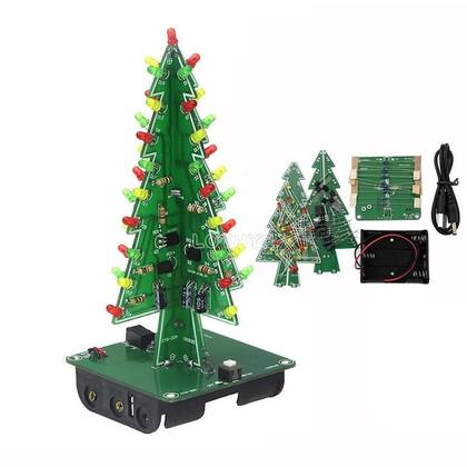 Imagem de Kit Eletrônico DIY De Árvore De Natal 3D Com LED Flash, 3 Cores E 7 Cores, Montagem Por Soldagem, DC