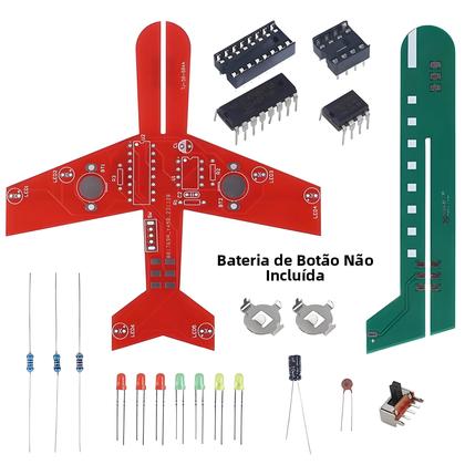 Imagem de Kit Eletrônico DIY De Pequeno Avião CD4017 Lâmpada De Fluxo LED Montagem De PCB Prática Científica
