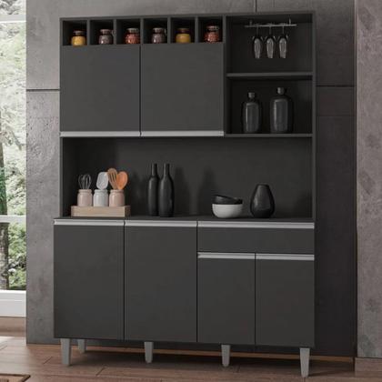 Imagem de Kit Elisa 130cm Cozinha Compacta com Nichos Cinza - Bela Móveis