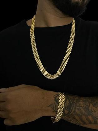 Imagem de Kit Elo Americano 13mm + Pingente Cristo Banhado A Ouro 18k