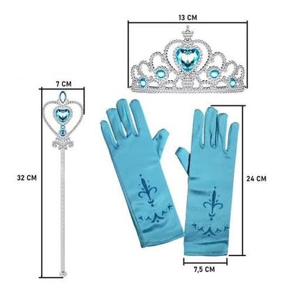 Imagem de Kit Elsa Frozen Fantasia Trança Coroa Luvas Varinha