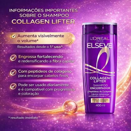Imagem de Kit Elseve Collagen Lifter - Shampoo + Cond 400ml + Máscara + Sérum