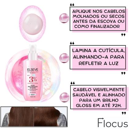 Imagem de Kit Elseve Gloss Shampoo Condicionador Mascara Creme de Tratamento Elixir Glycolic Gloss