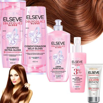 Imagem de Kit Elseve Glycolic Gloss Elixir Cicatri Renov Reparação TO5